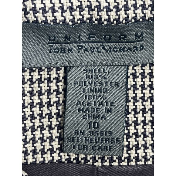 Vintage Uniform John Paul Richard Houndstooth Brown Zip Up Jacket Size 10 Retro - Picture 8 of 10